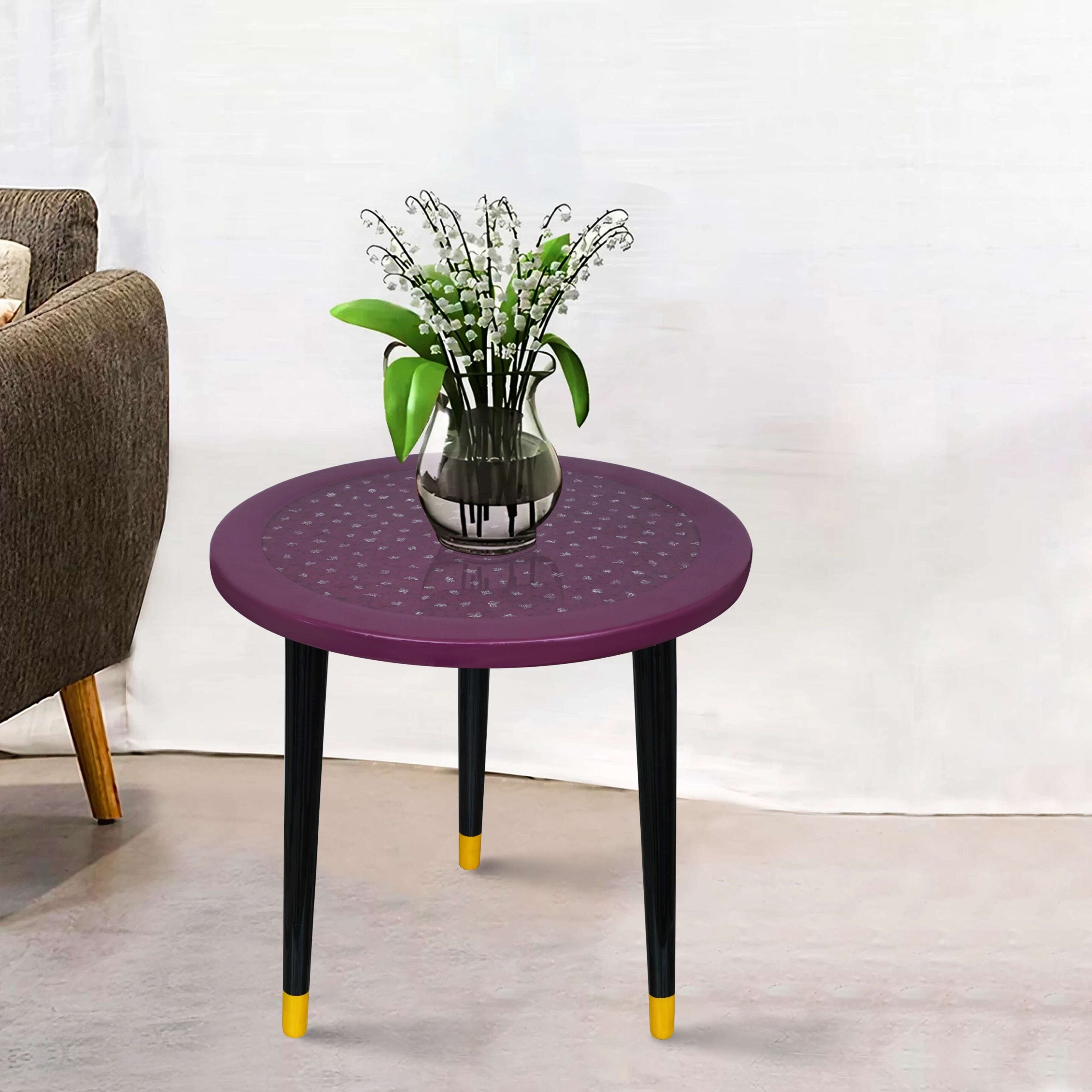 Wooden Round Side Table | Epoxy End Table | Coffee Table | Mid Century Modern Resine | Living Room Furnitur