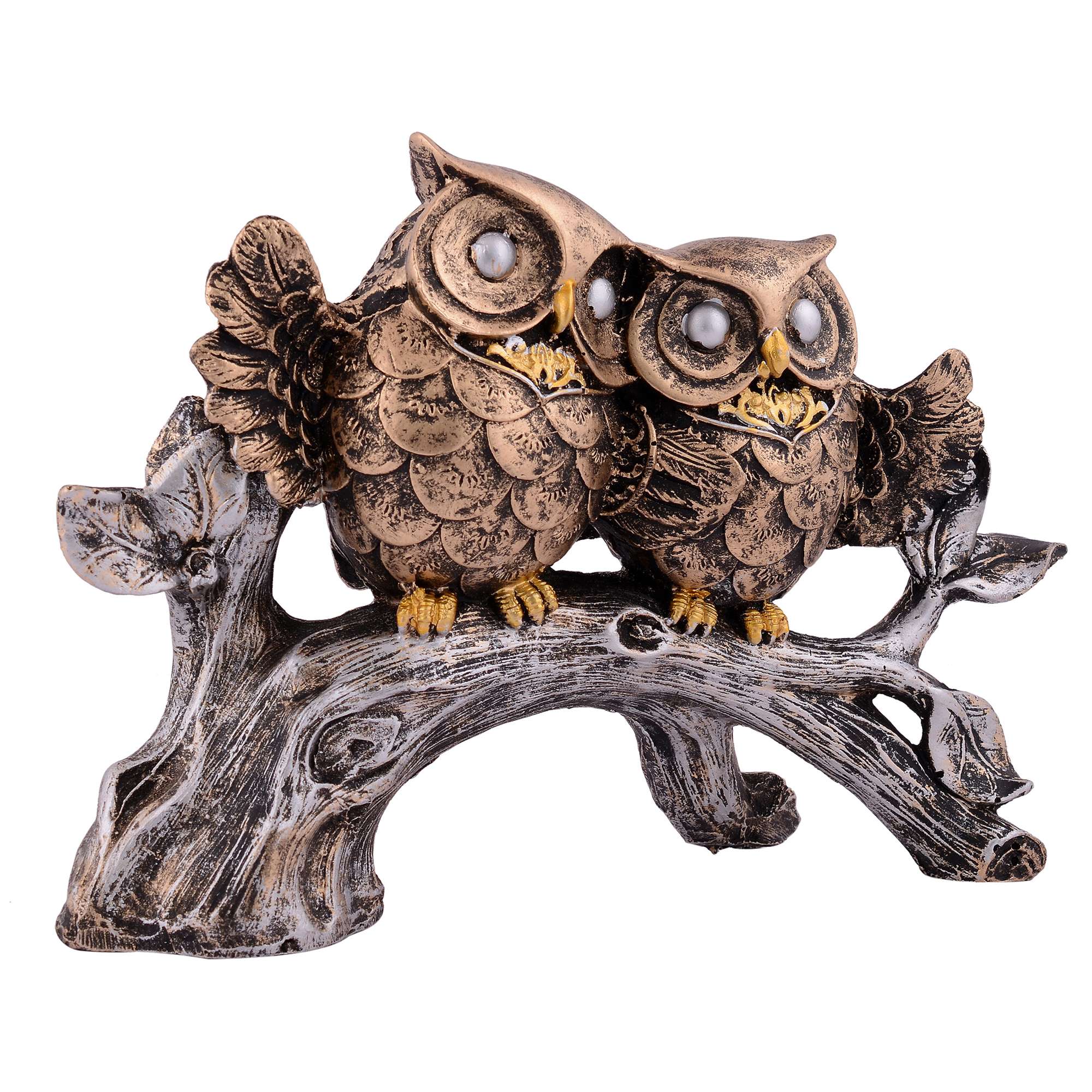 Owl Family Sitting on Tree Decorative Bird Showpieces Statue for Home Decor Living Room Bedroom Wall Shelf Table Top Garden Decoration Items -2