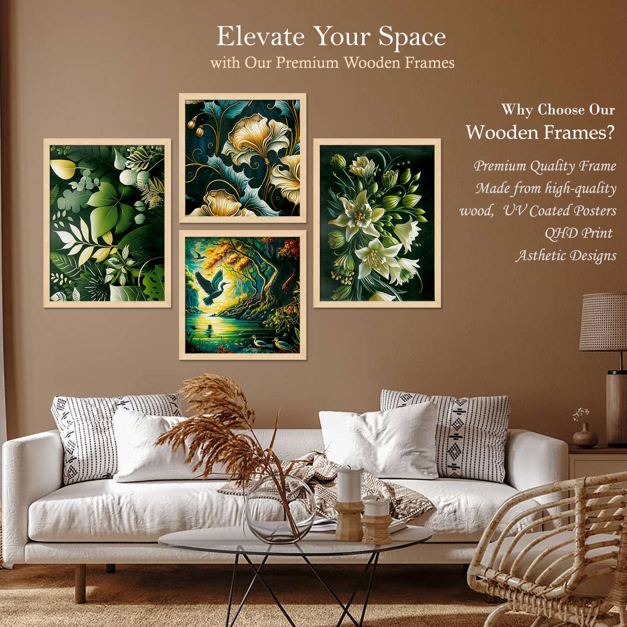 SET OF 4 DIGITAL WALL PAINTING