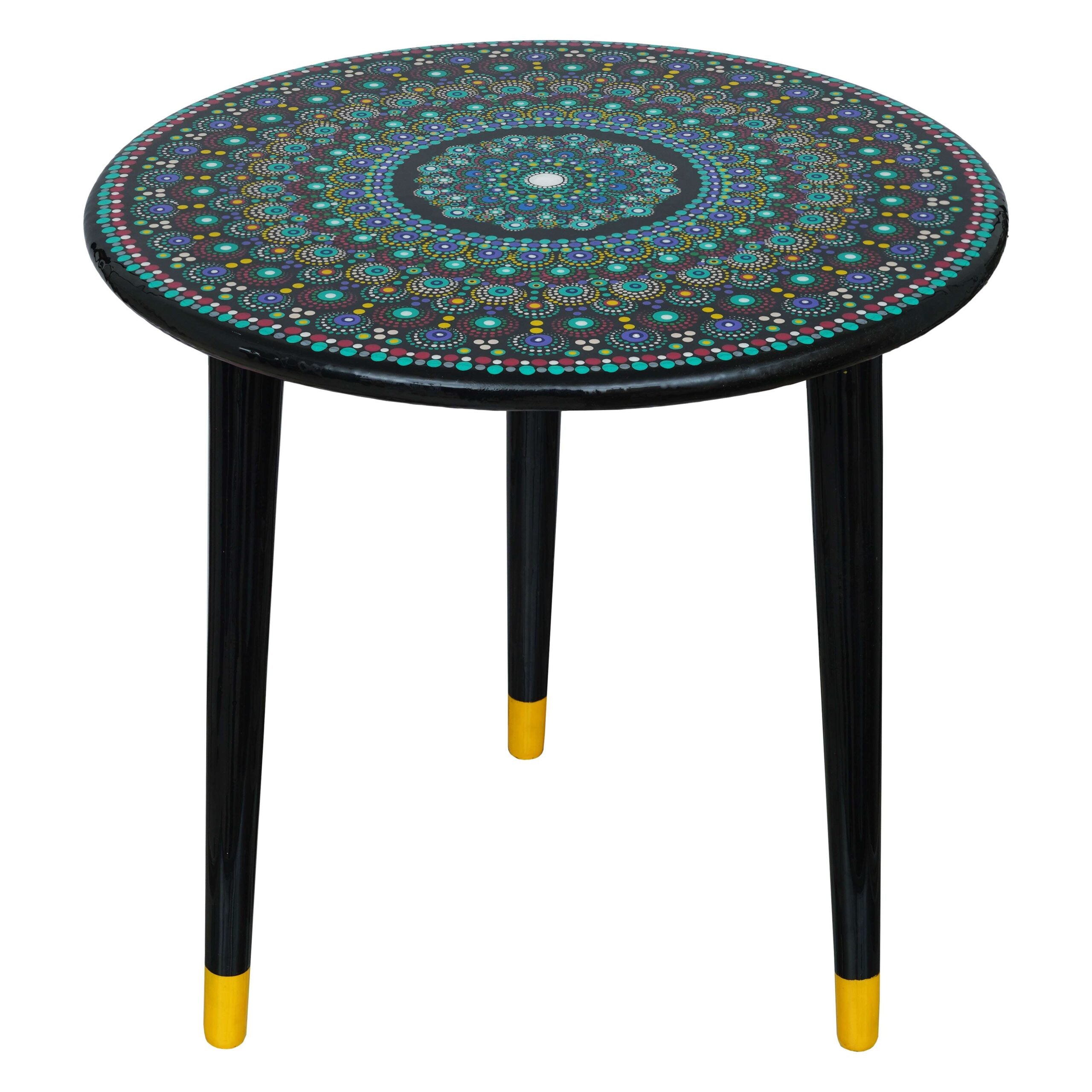 Wooden Round Side Table | Epoxy End Table | Coffee Table | Mid Century Modern Resine | Living Room Furnitur