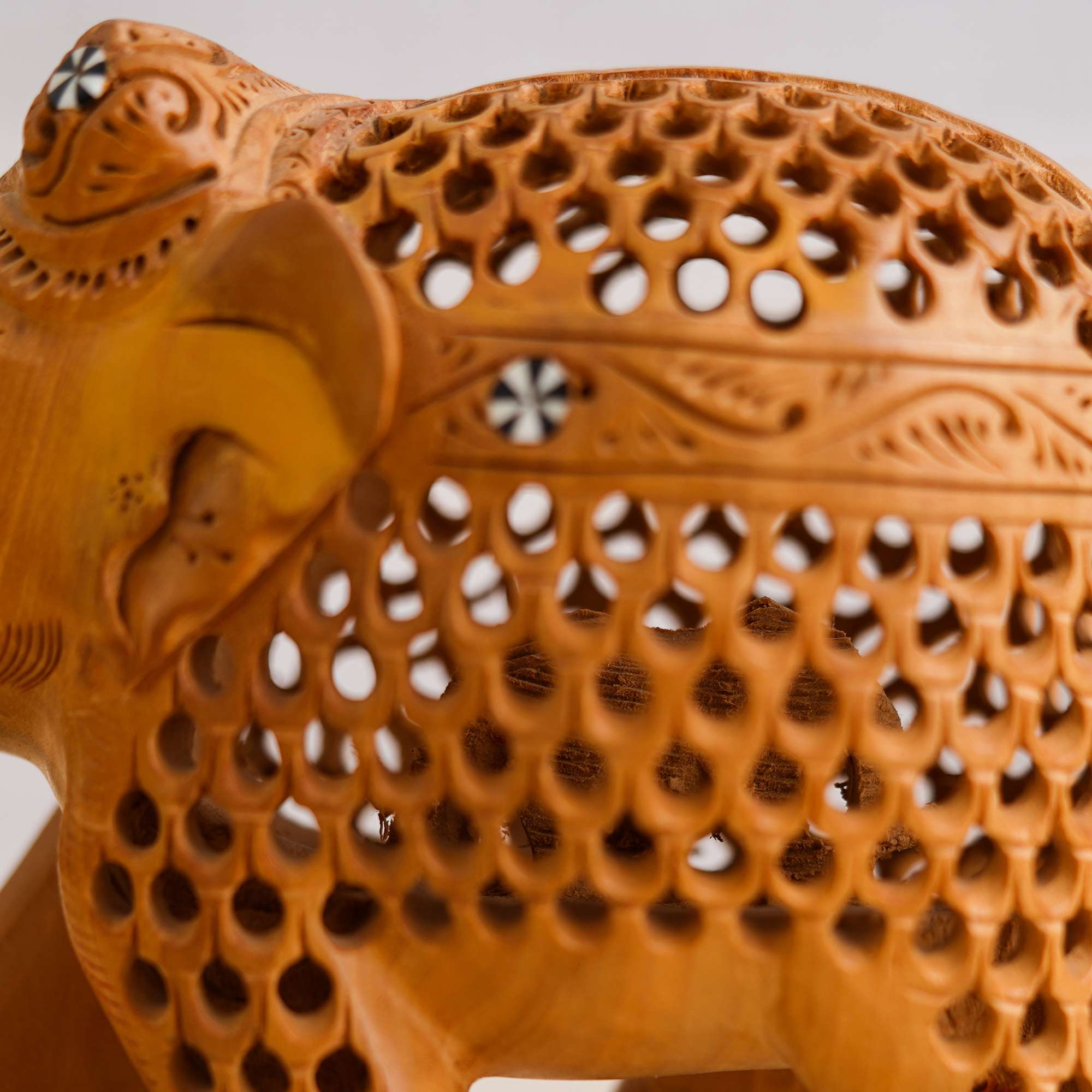 Rajasthani Tribal Handmade Brown '' Elephant '' Figured Wooden Statue Antique Design Elephant for Showpiece with Brown Colour