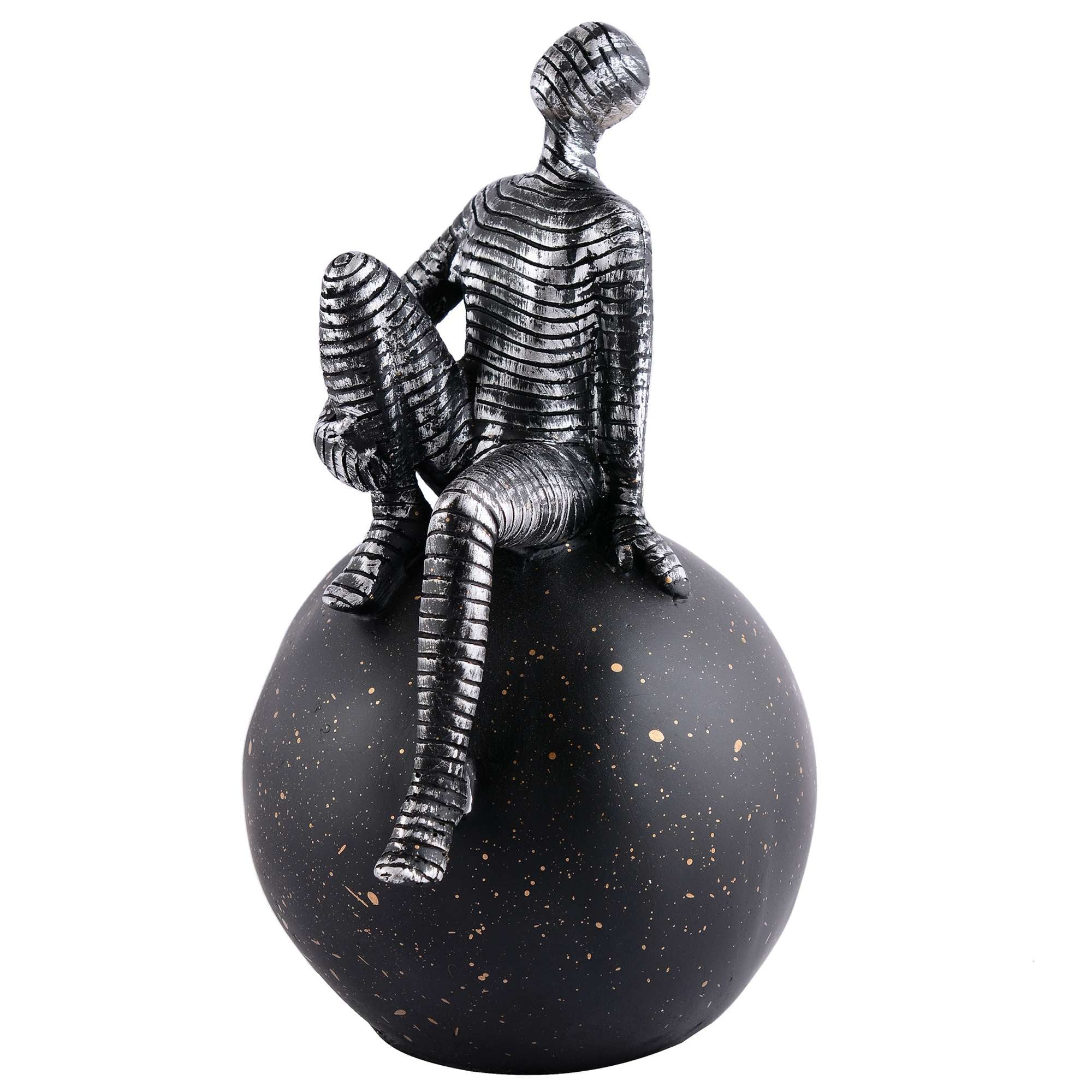 Men Sitting on Ball Showpiece for Home Decor Showpiece, Atlas Sculpture for Office Table Décor multicolour