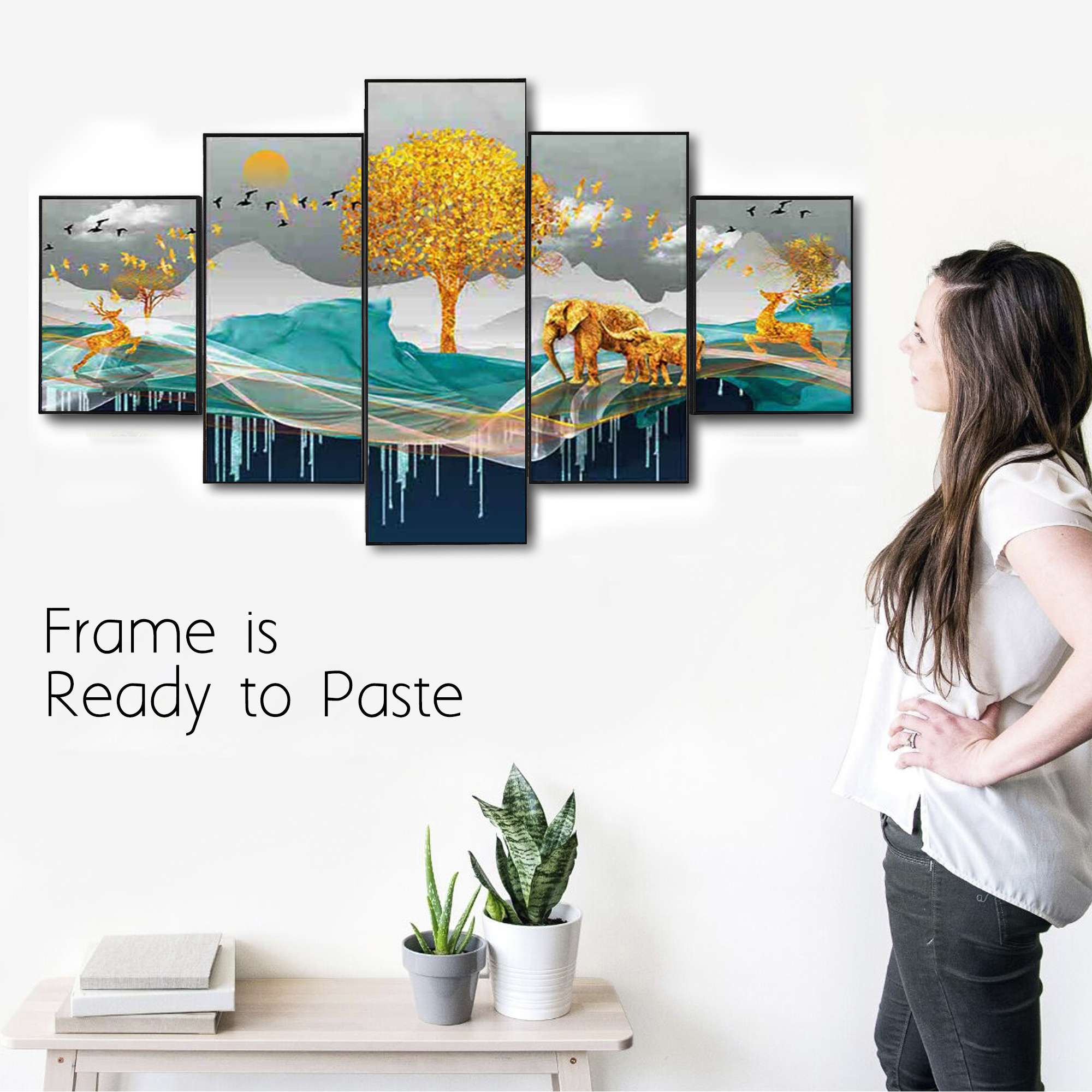 Set Of Five Framed Digital Wall Painting
