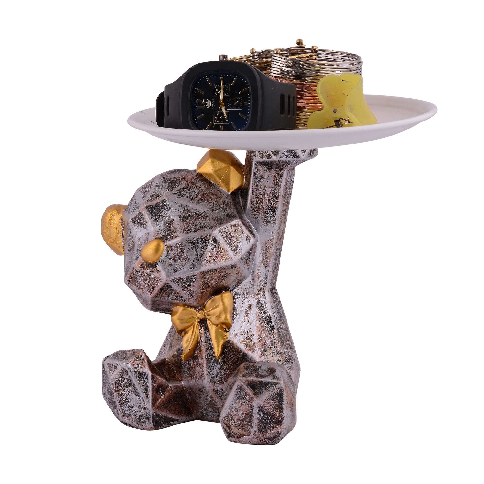 Cool Taddy Bear Showpiece for Home Decorative Showpiece | Taddy Bear with Paltter Statue for Home Decor Showpiece | Home Kitchen Decor | Office Decorative Item -11
