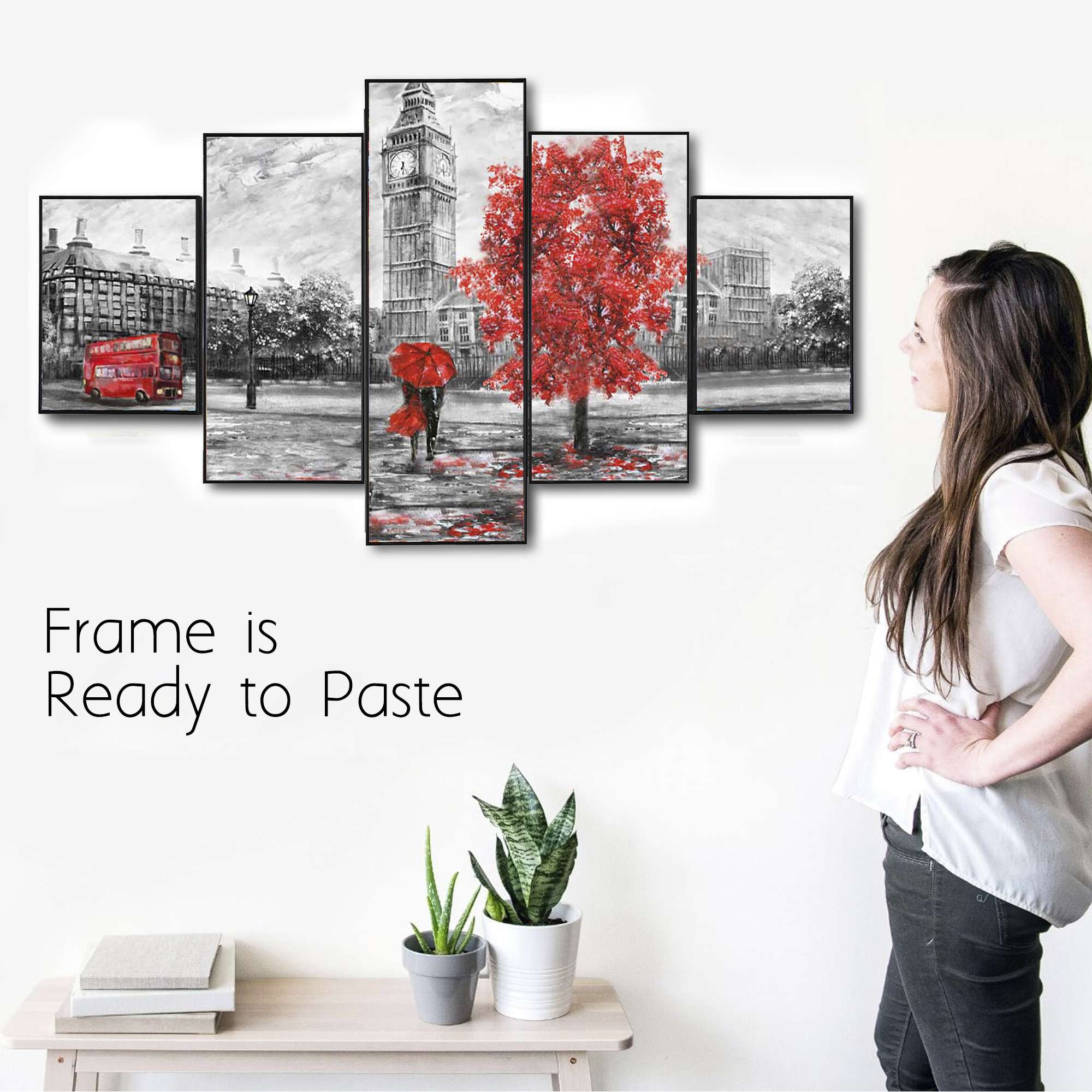 Set Of Five Framed Digital Wall Painting