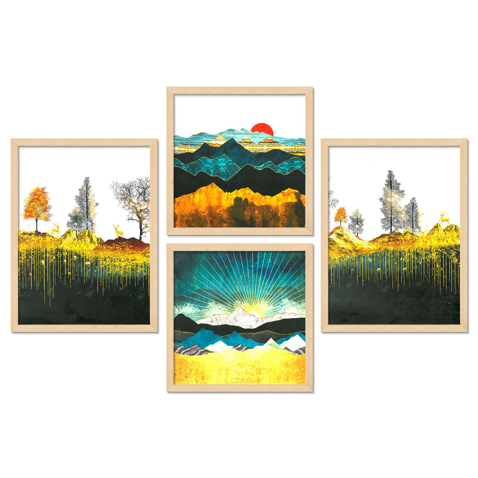SET OF 4 DIGITAL WALL PAINTING