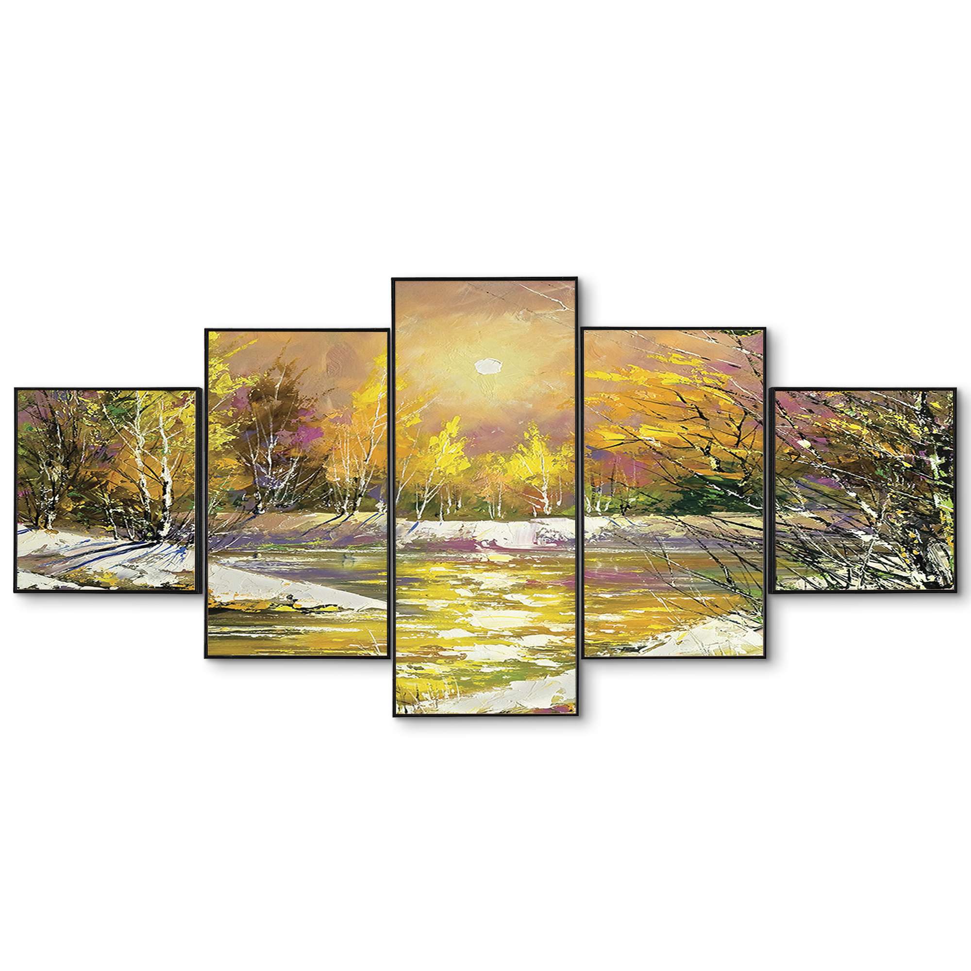 Set Of Five Framed Digital Wall Painting