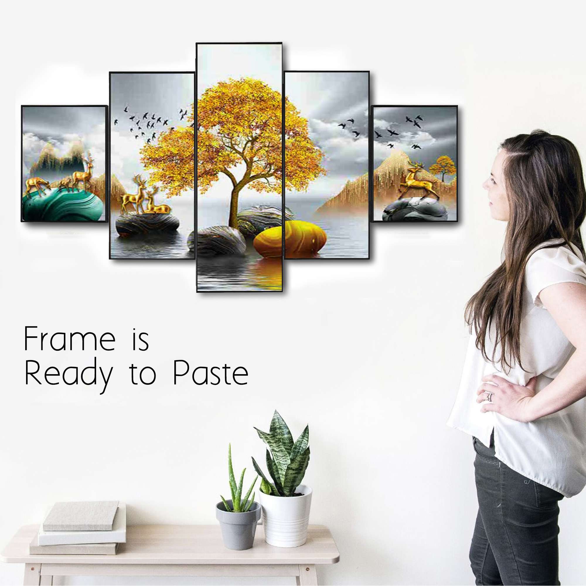 Set Of Five Framed Digital Wall Painting