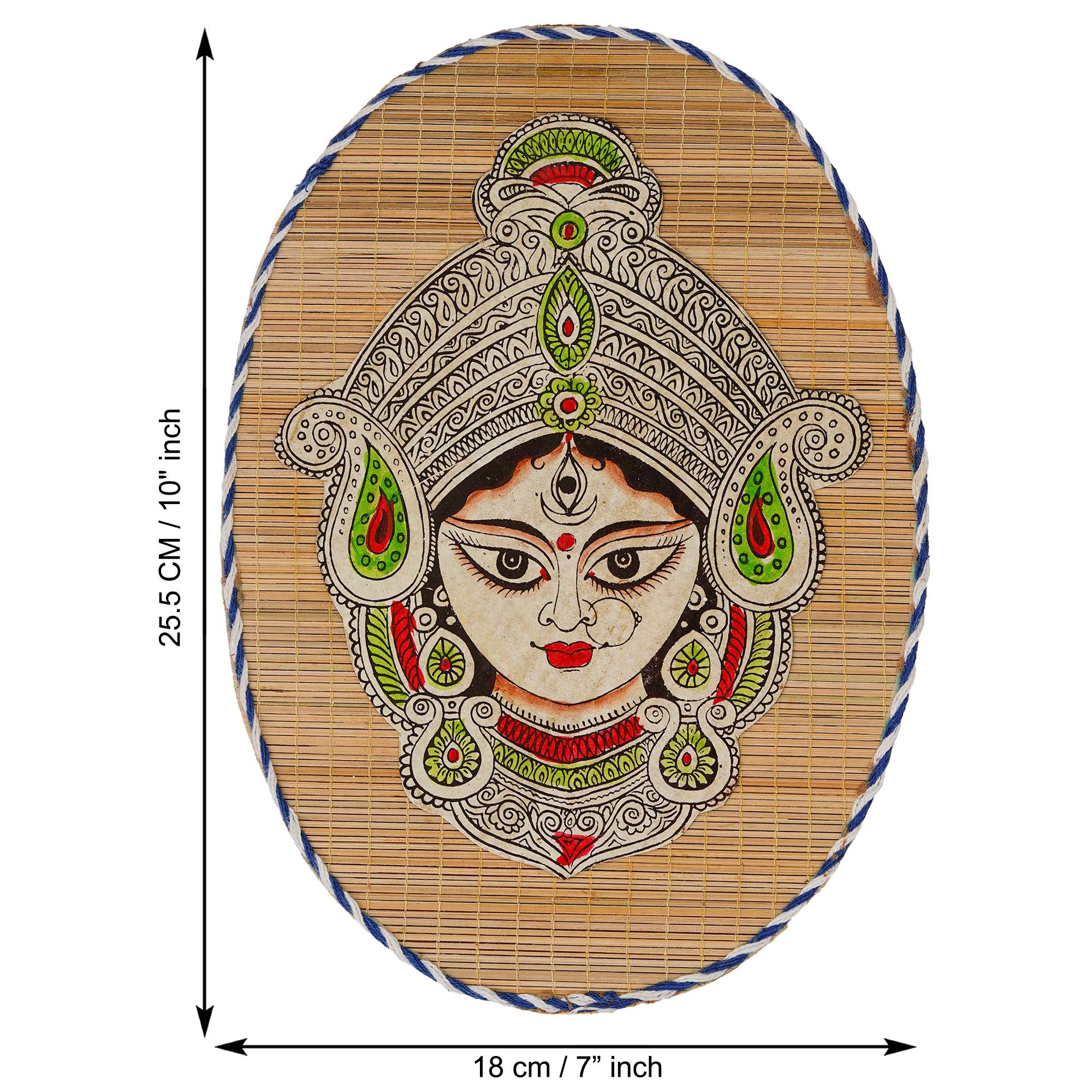 Oval Shaped Design Bamboo Hand Crafted Wall Hangings Of Durga Maa For Home Decor | Bamboo Art For Wall Decor