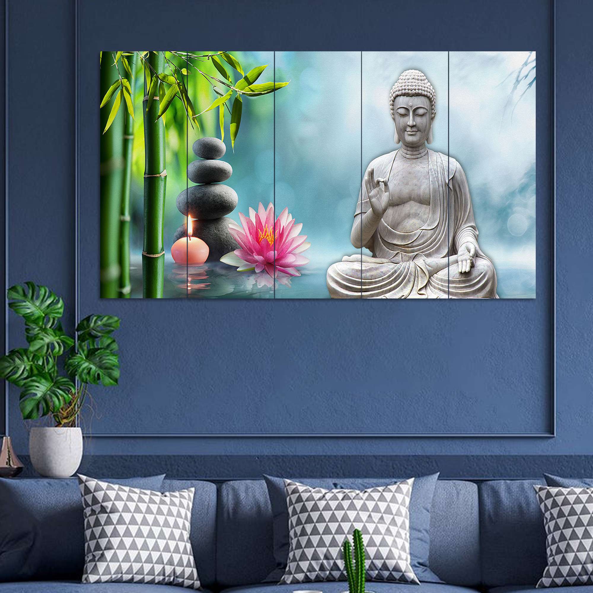 Set Of 5 Wooden Framed Wall Paintings
