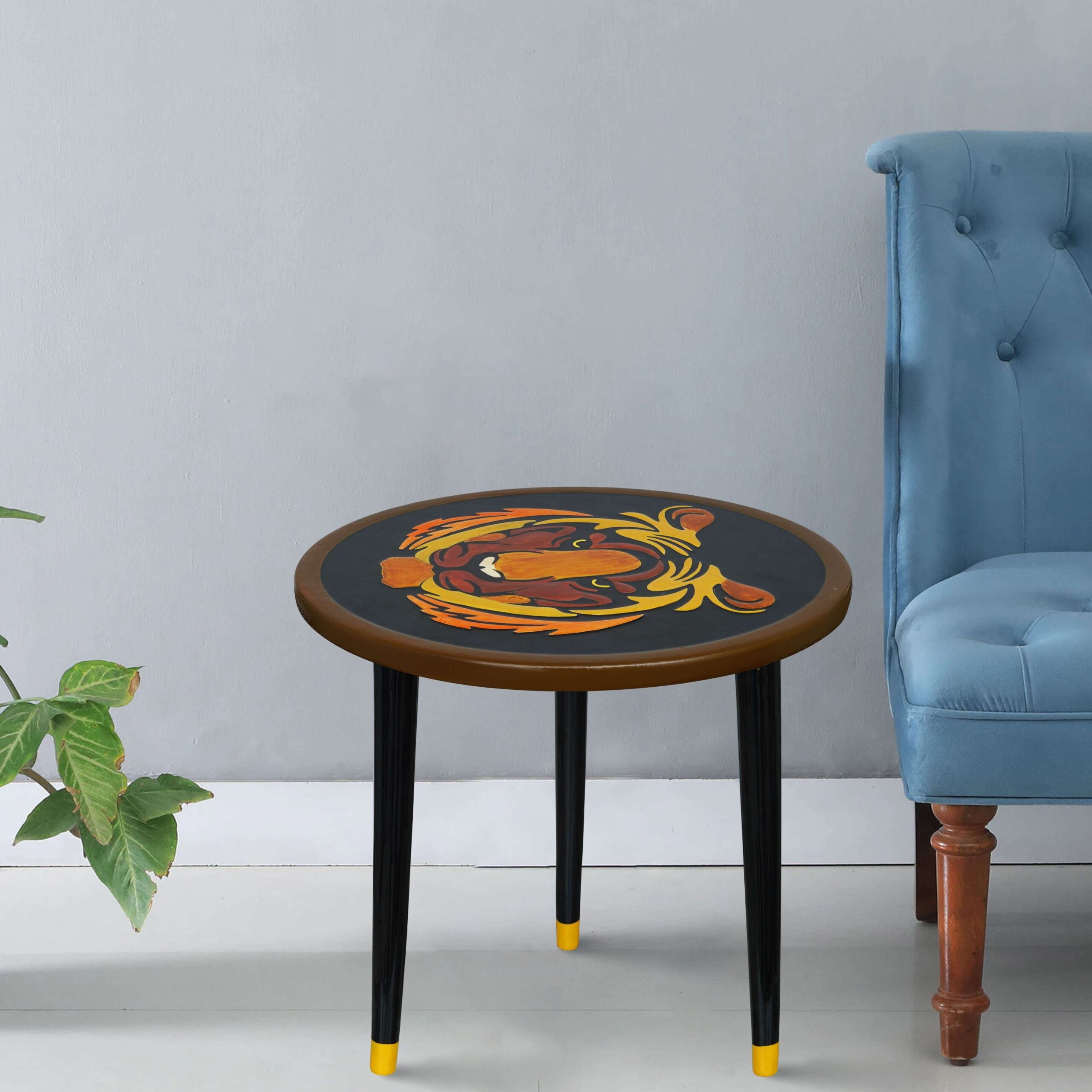Wooden Round Side Table | Epoxy End Table | Coffee Table | Mid Century Modern Resine | Living Room Furnitur