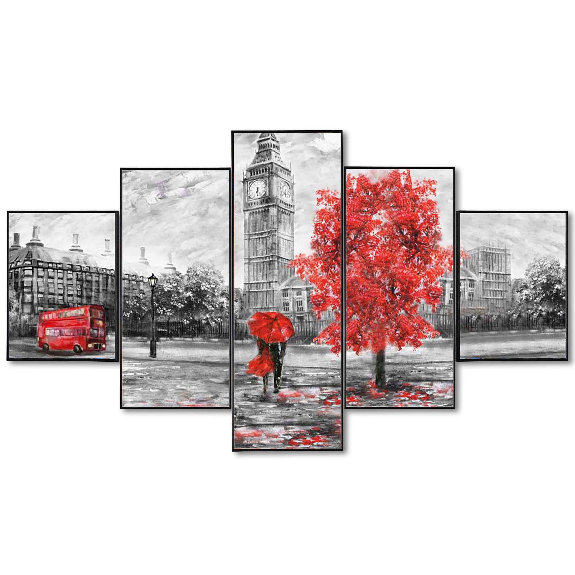 Set Of Five Framed Digital Wall Painting