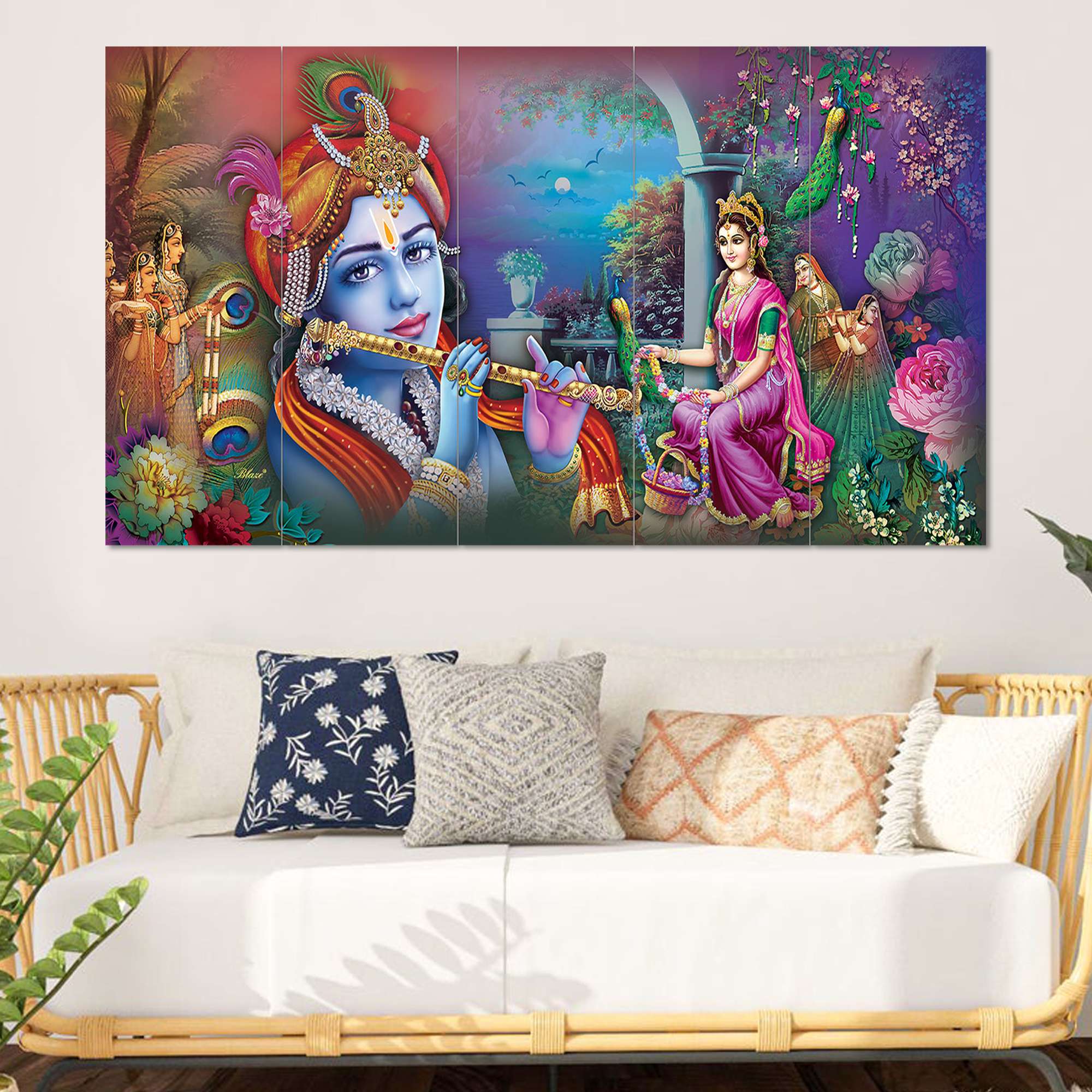 Set Of 5 Wooden Framed Wall Paintings
