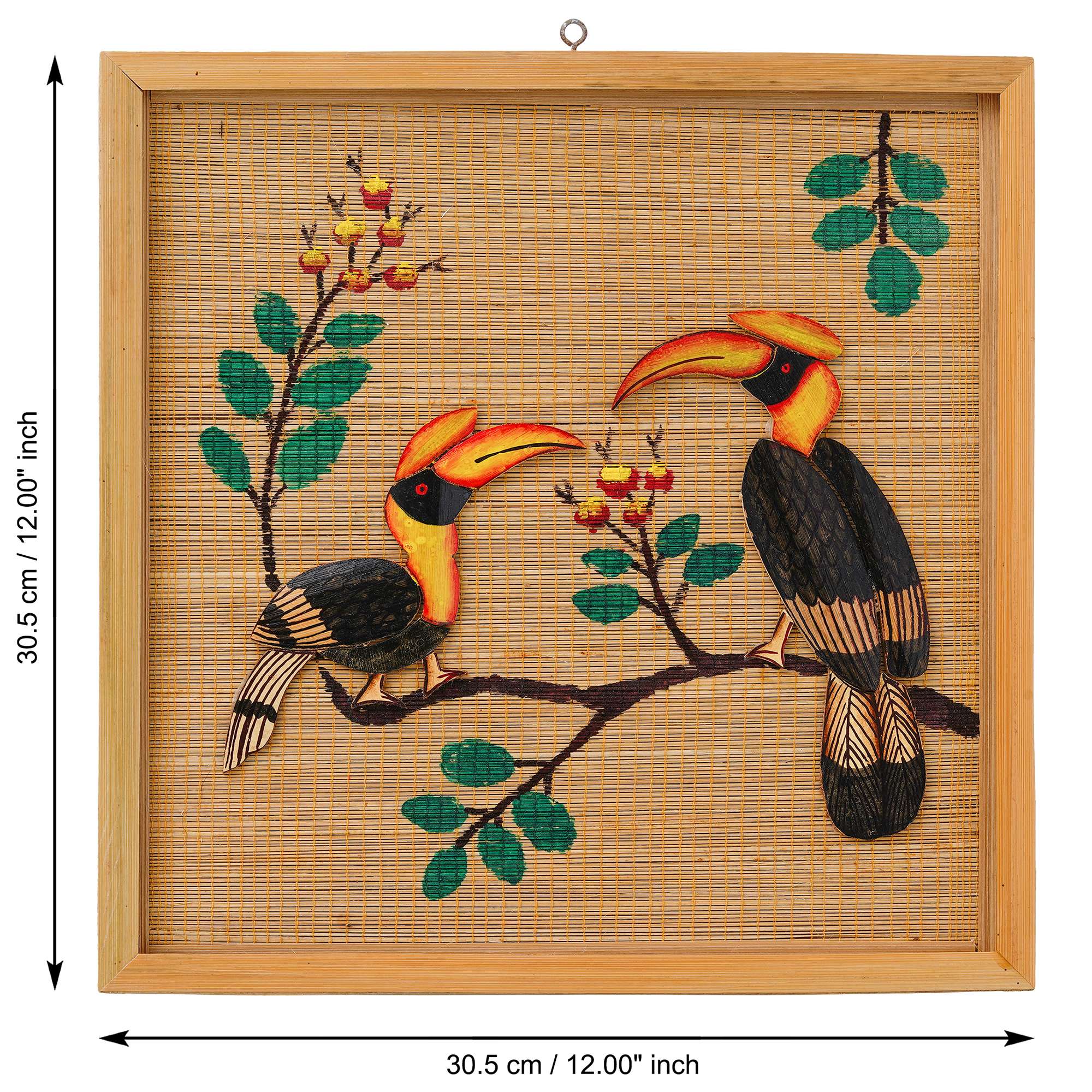 Bamboo Art Couple Hornbill Painting For Home Decor | Bamboo Art Gift For Multiple Occasions