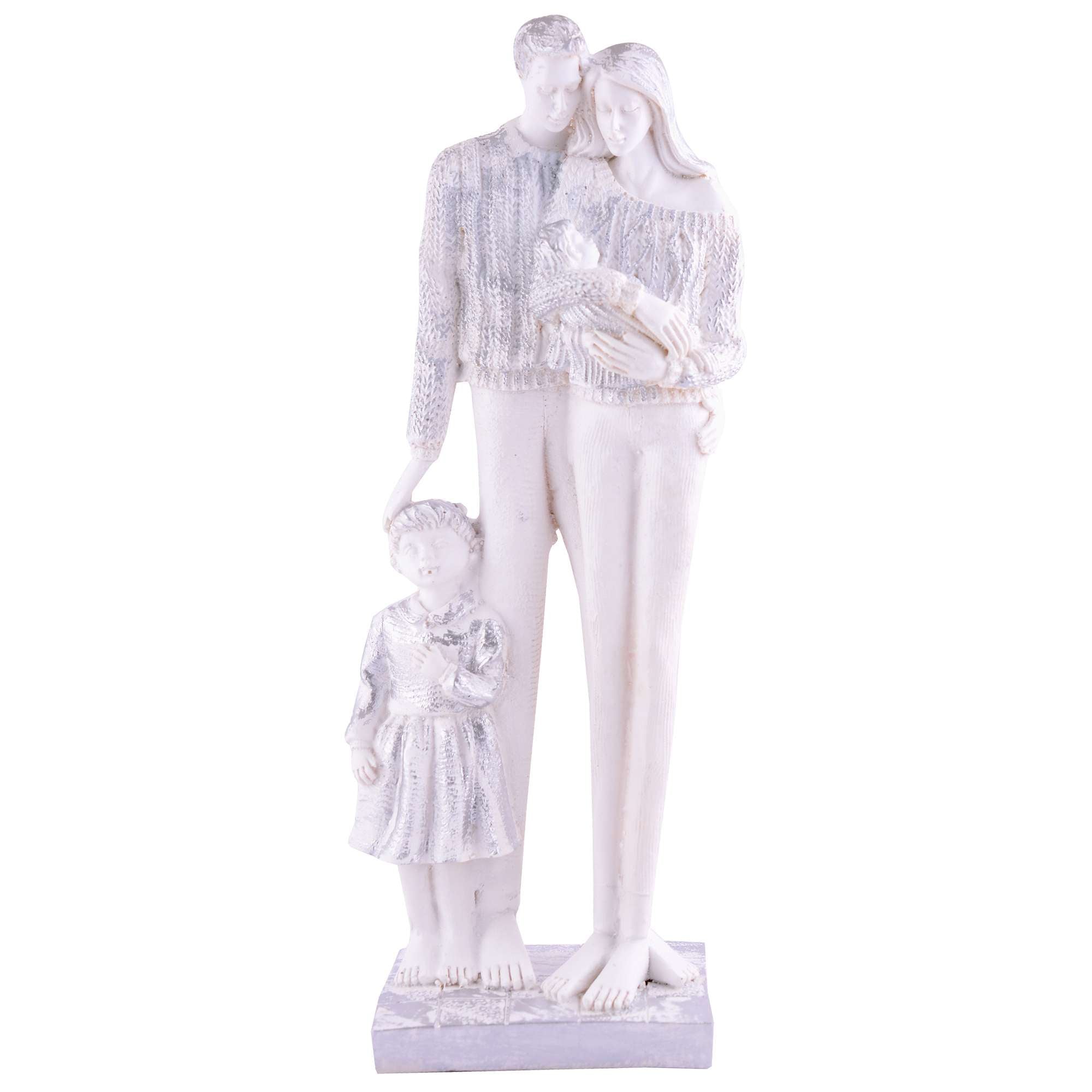 MOTHER and Father with Child girl faimily Love golden white Statue showpiece for Home Decor and Gifting