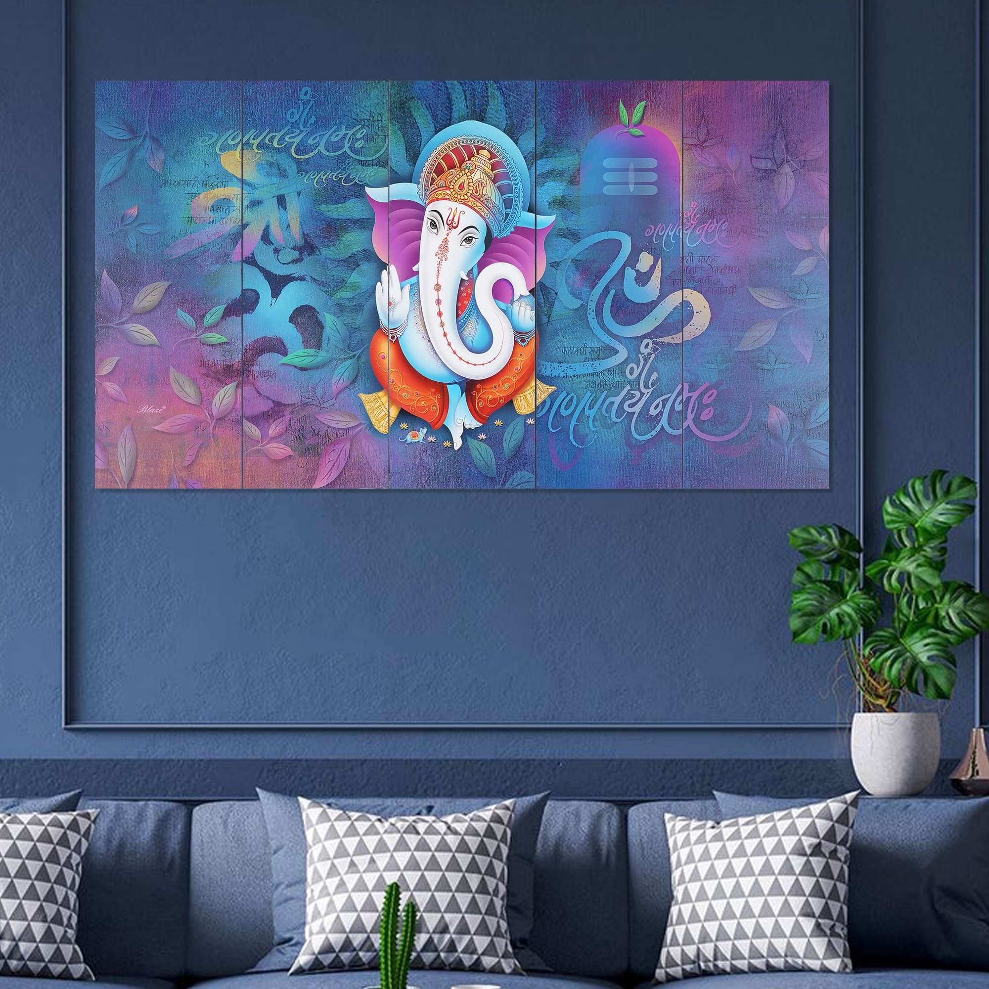 Set Of 5 Wooden Framed Wall Paintings
