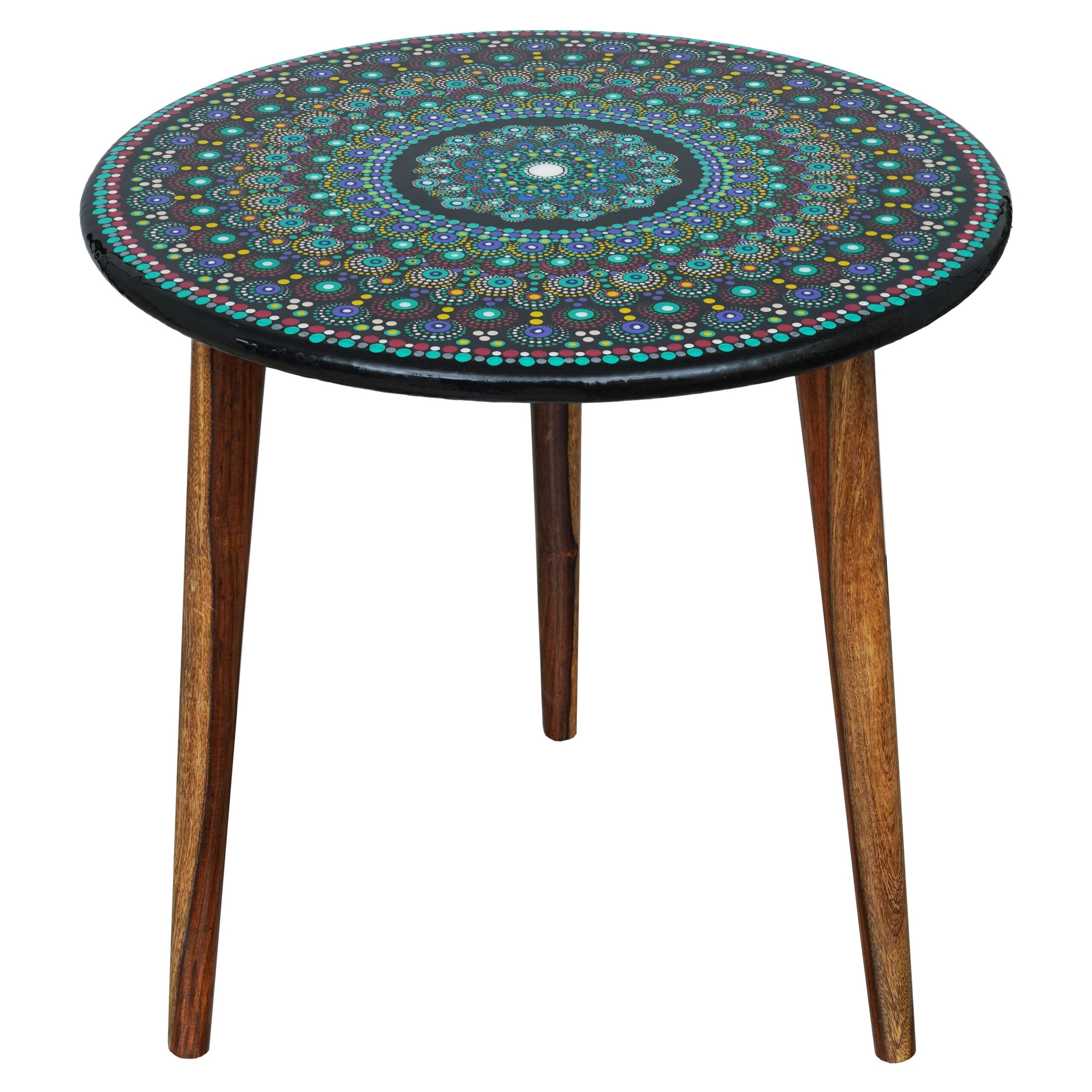 Wooden Round Side Table | Epoxy End Table | Coffee Table | Mid Century Modern Resine | Living Room Furnitur