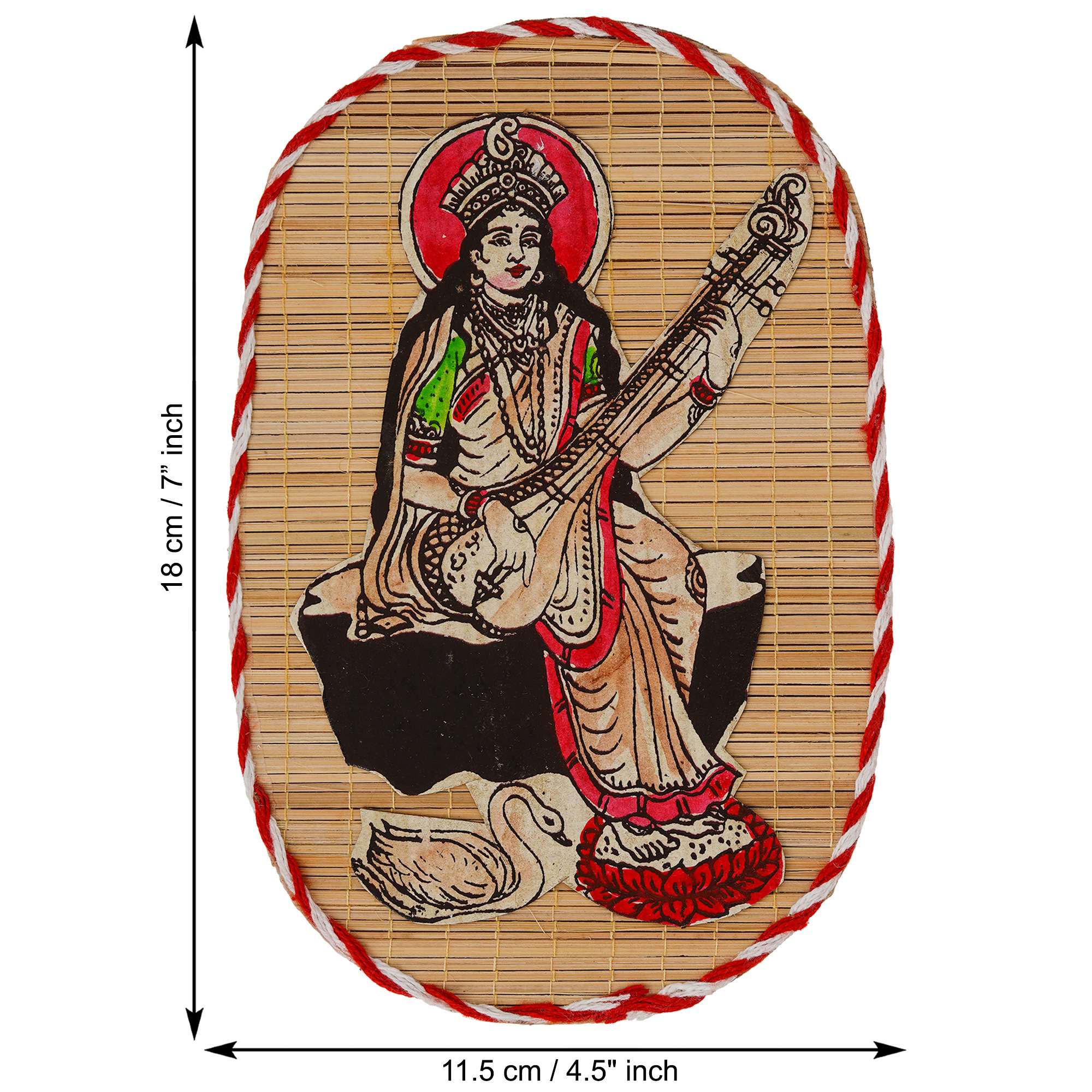 Bamboo Hand Crafted Wall Hangings Of Godess Sarwasti Ji For Home Decor