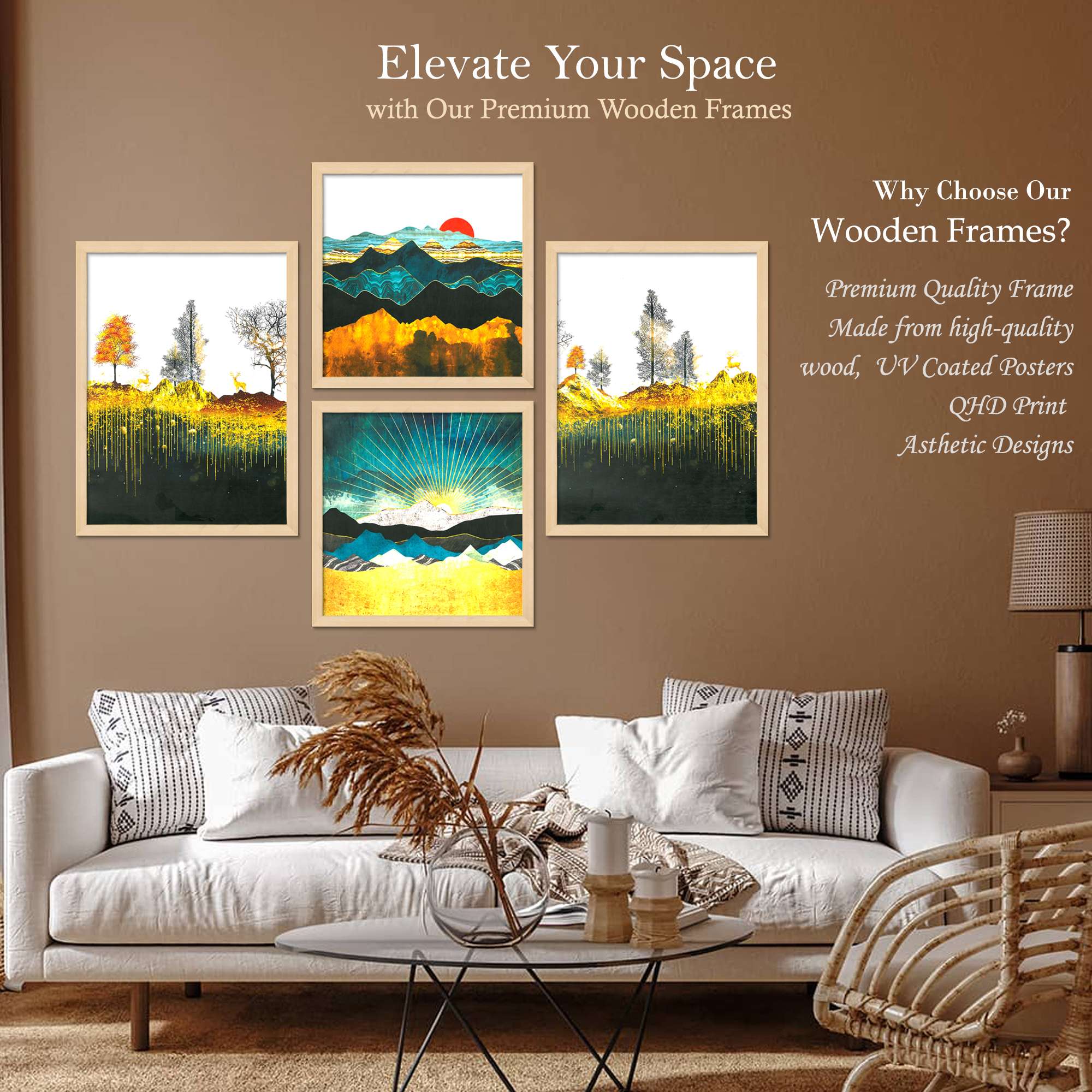 SET OF 4 DIGITAL WALL PAINTING