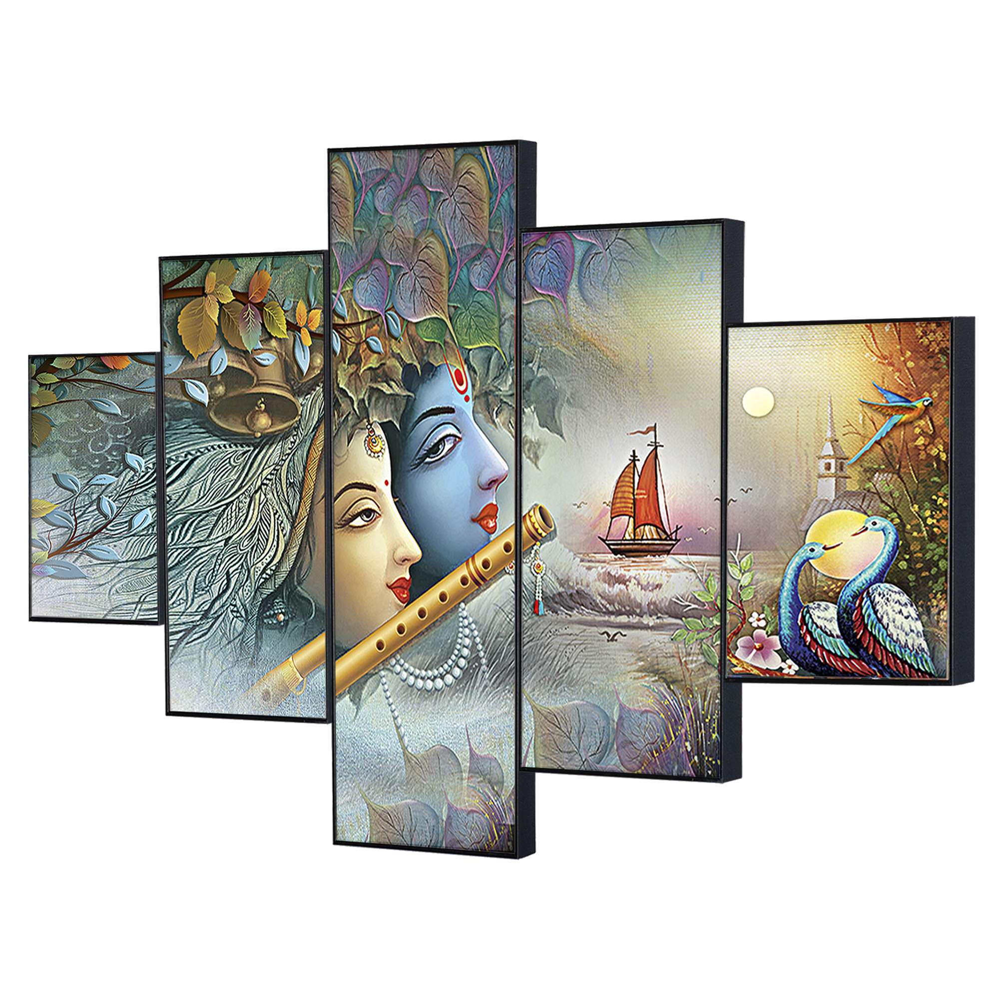 Set Of Five Framed Digital Wall Painting