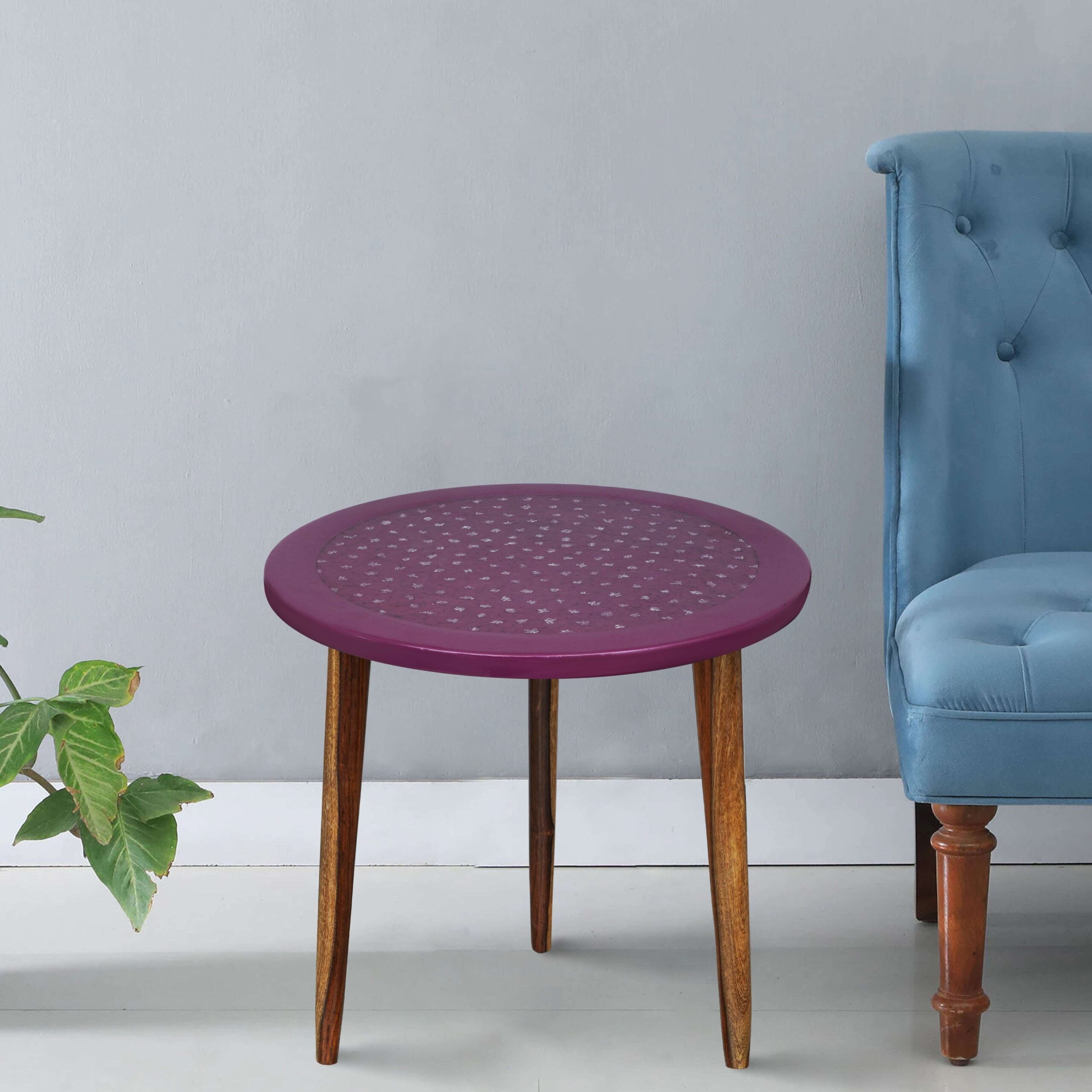 Wooden Round Side Table | Epoxy End Table | Coffee Table | Mid Century Modern Resine | Living Room Furnitur