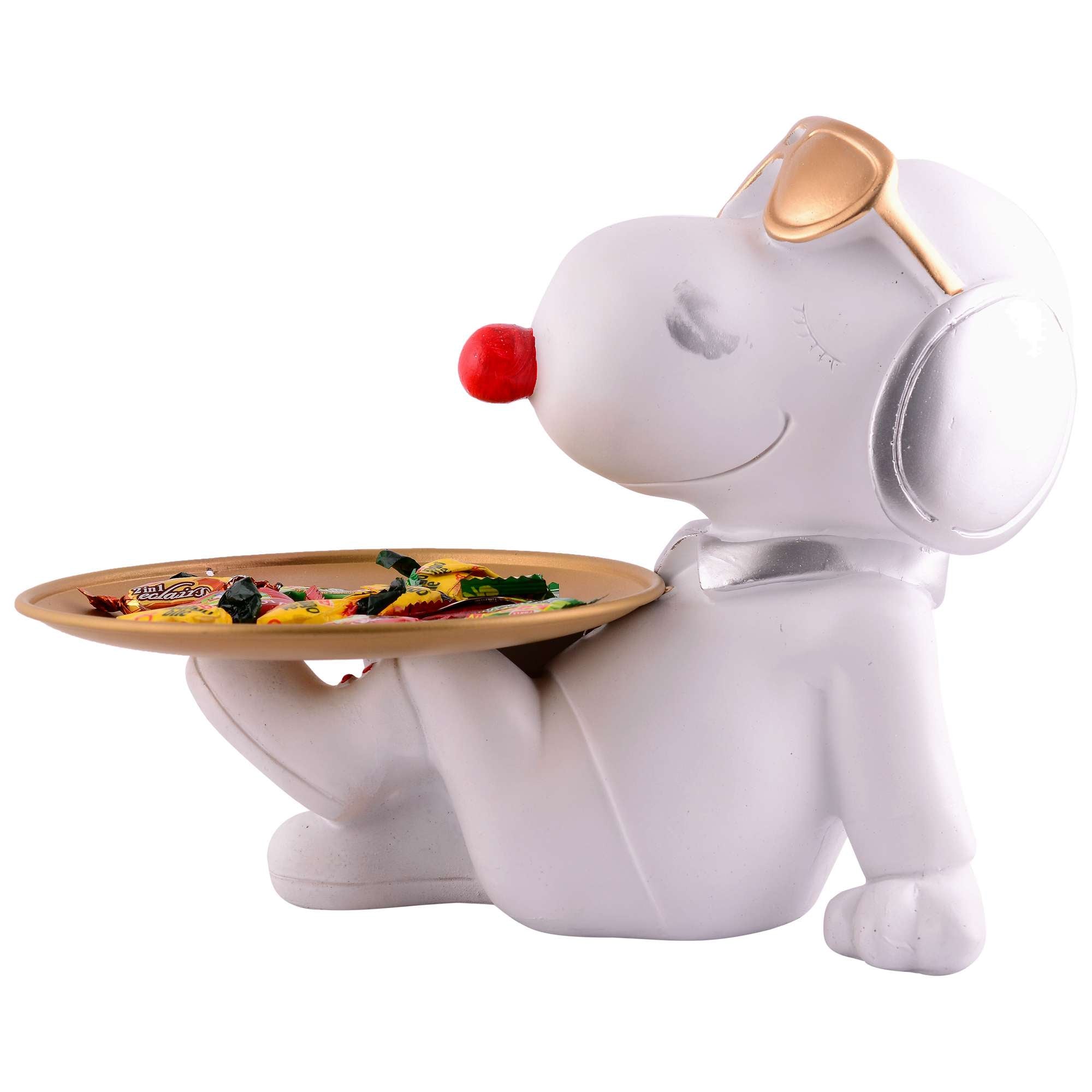 Decorative White Resin Dog Showpiece for Home Decor, Living Room, Table Decoration for Gifting 8 Inches