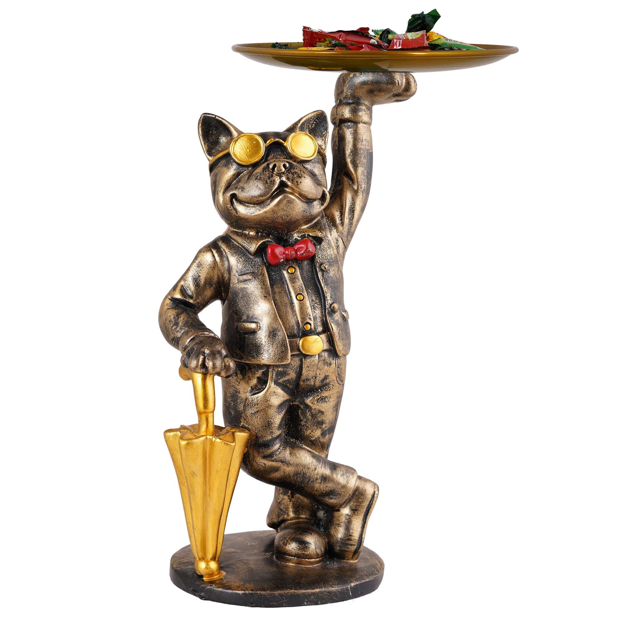 Cool Dog Showpiece with Plate for Home Dcor Item | Kitchen,Bedroom,Office,Dinning Table Decorative Item