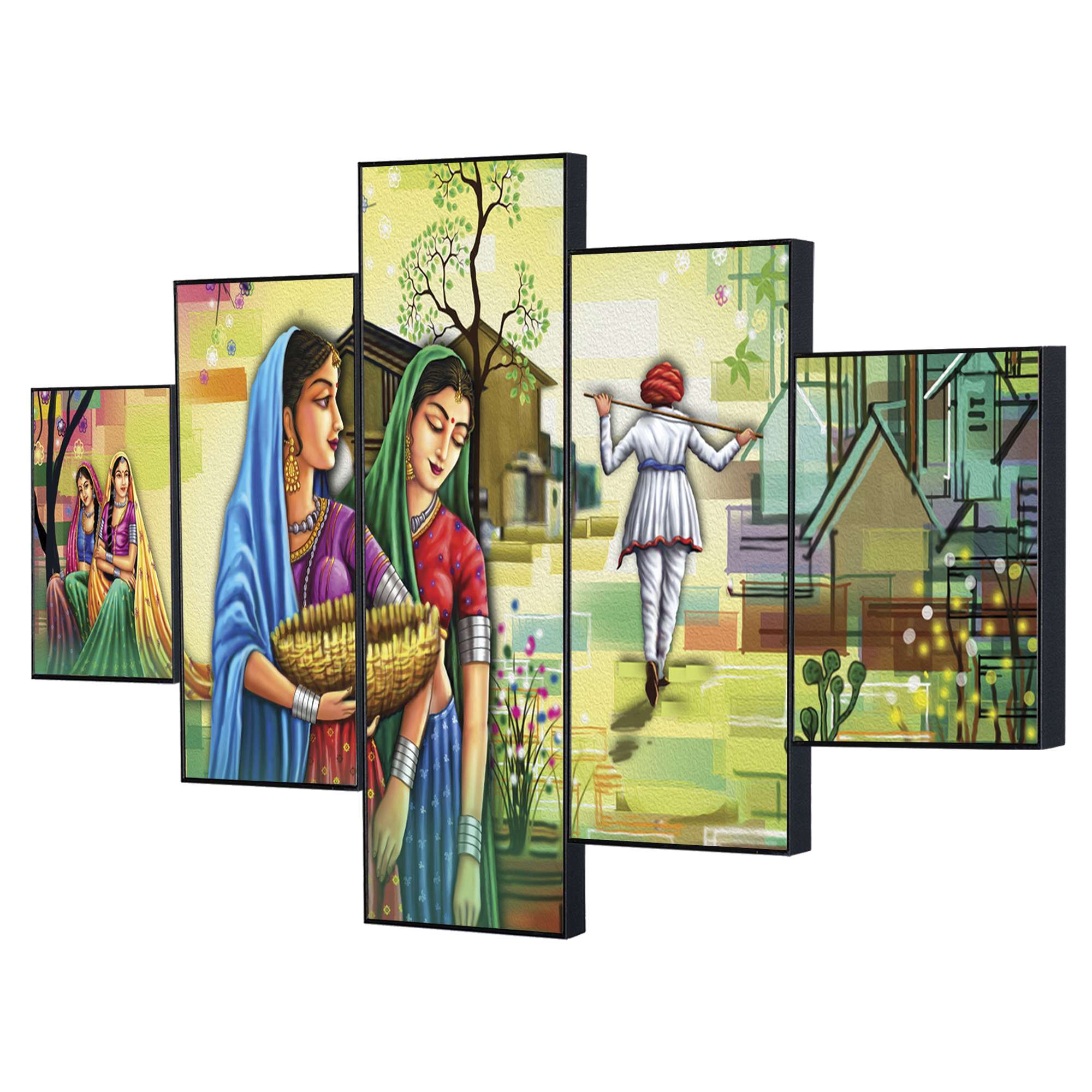 Set Of Five Framed Digital Wall Painting