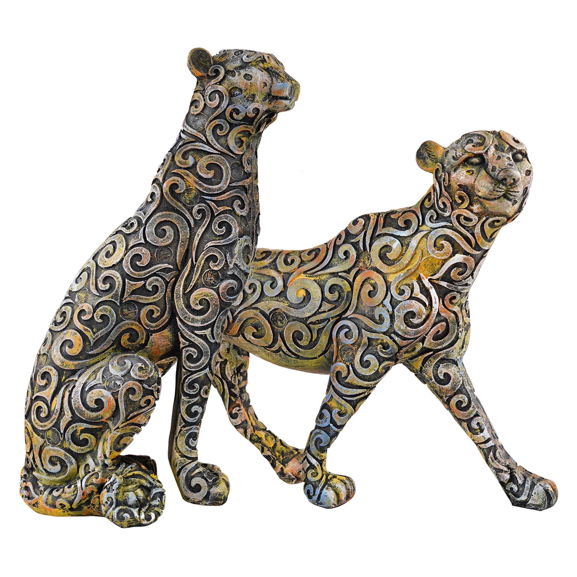 Panther Animal Showpiece Antique Sculpture for Home Decor Showpiece Figurine (Set Of 2) -3