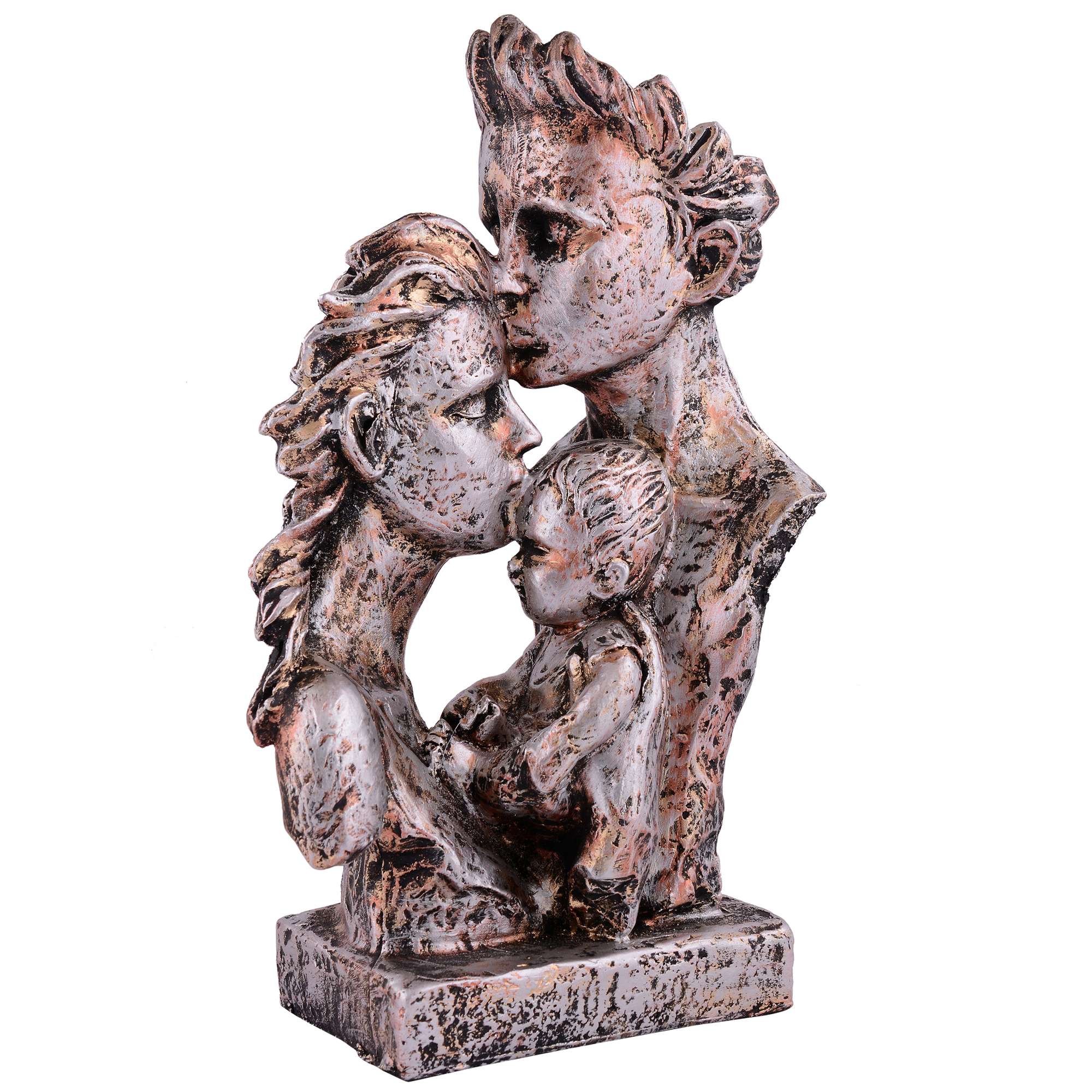 MOTHER and Father with Child Love white Statue showpiece for Home Decor and Gifting
