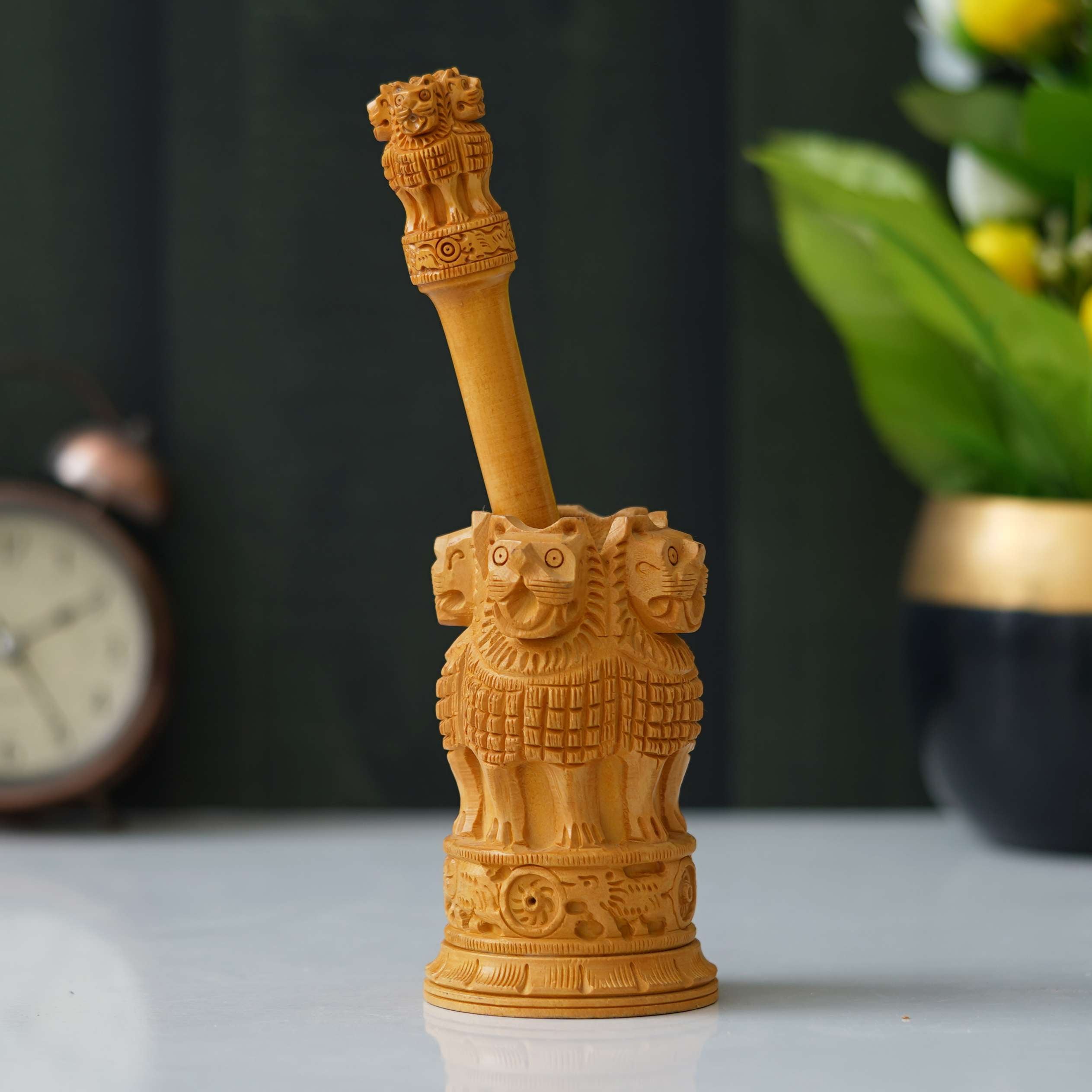 Wooden Ashoka pillar
