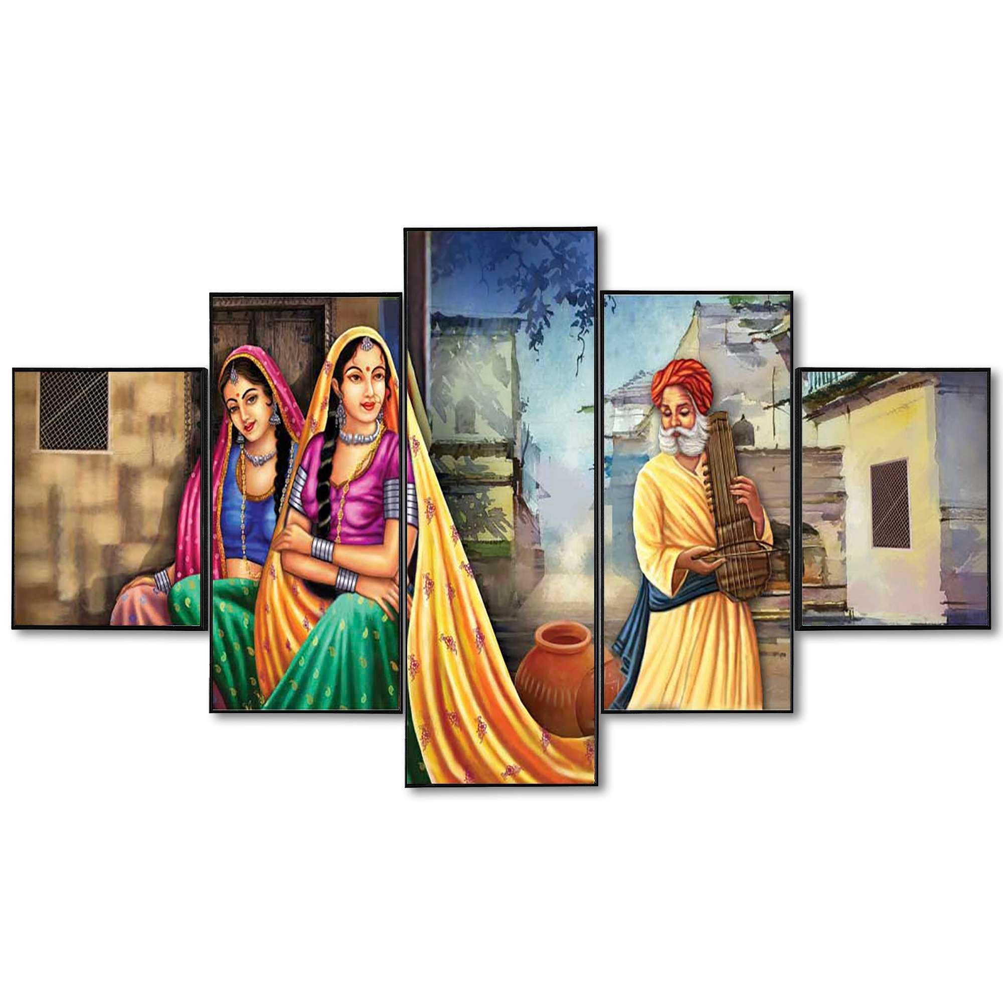 Set Of Five Framed Digital Wall Painting