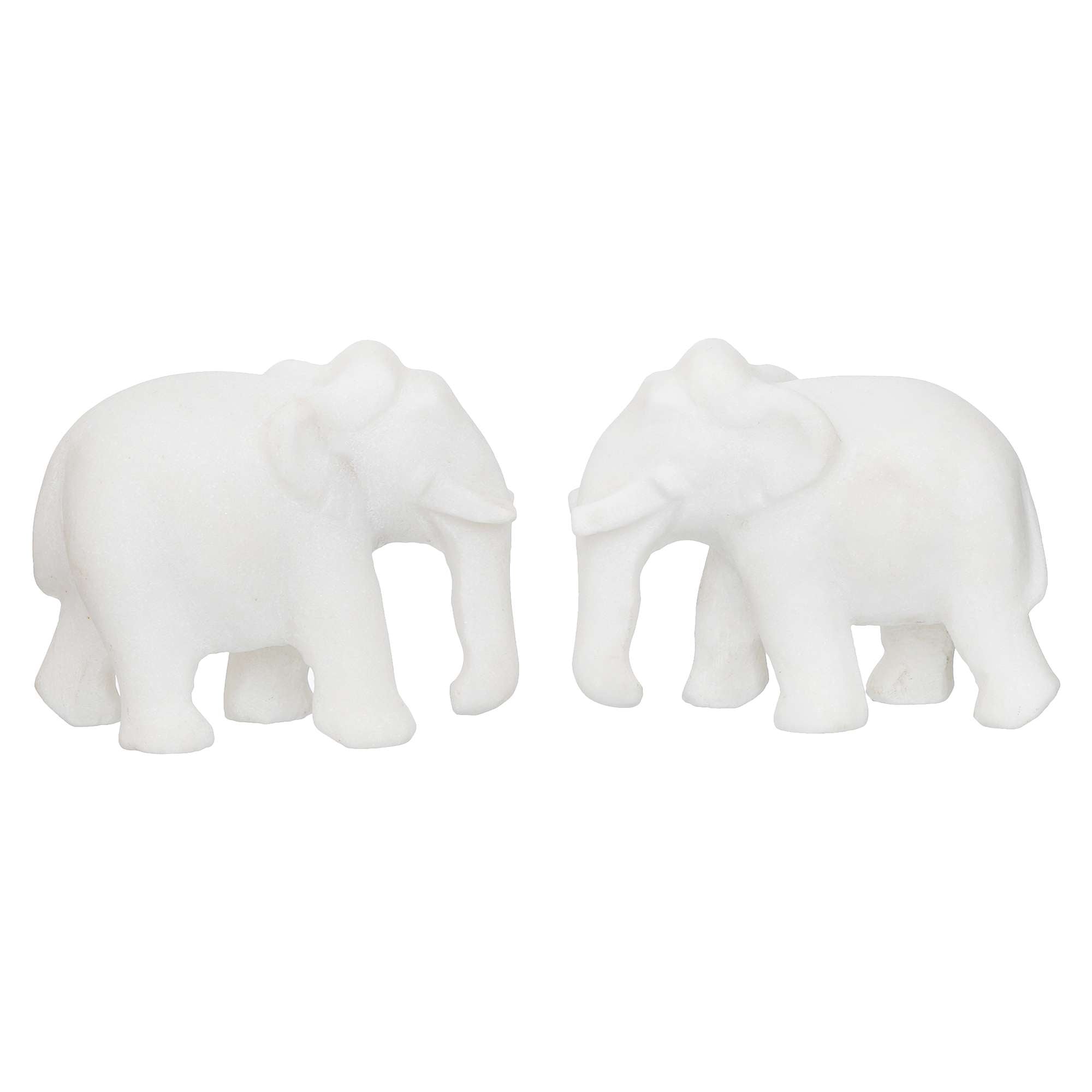 White Marble Elephant Showpieces Home Decor for Living Room, Table, Shelf for Vastu, Feng Shui, Office Decor, Gifting