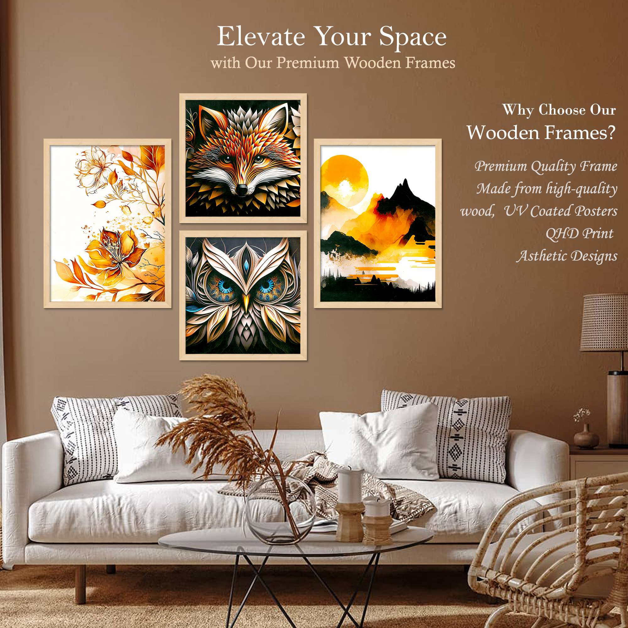 SET OF 4 DIGITAL WALL PAINTING