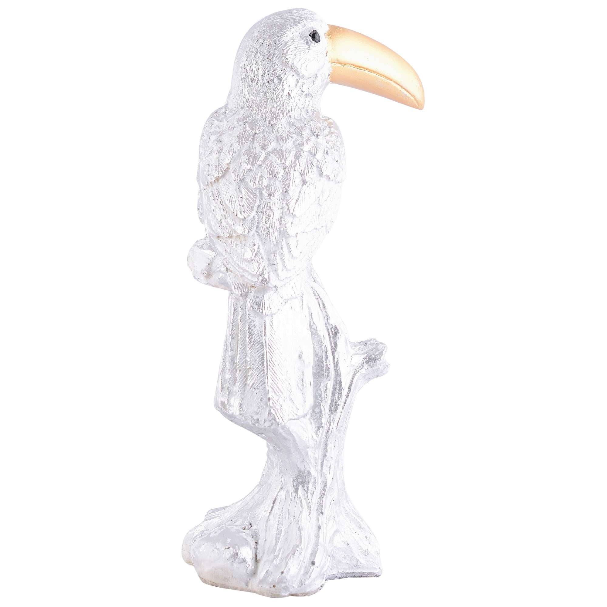 Decorative White Resin Parrot Showpiece for Home Decor, Living Room, Table Decoration for Gifting