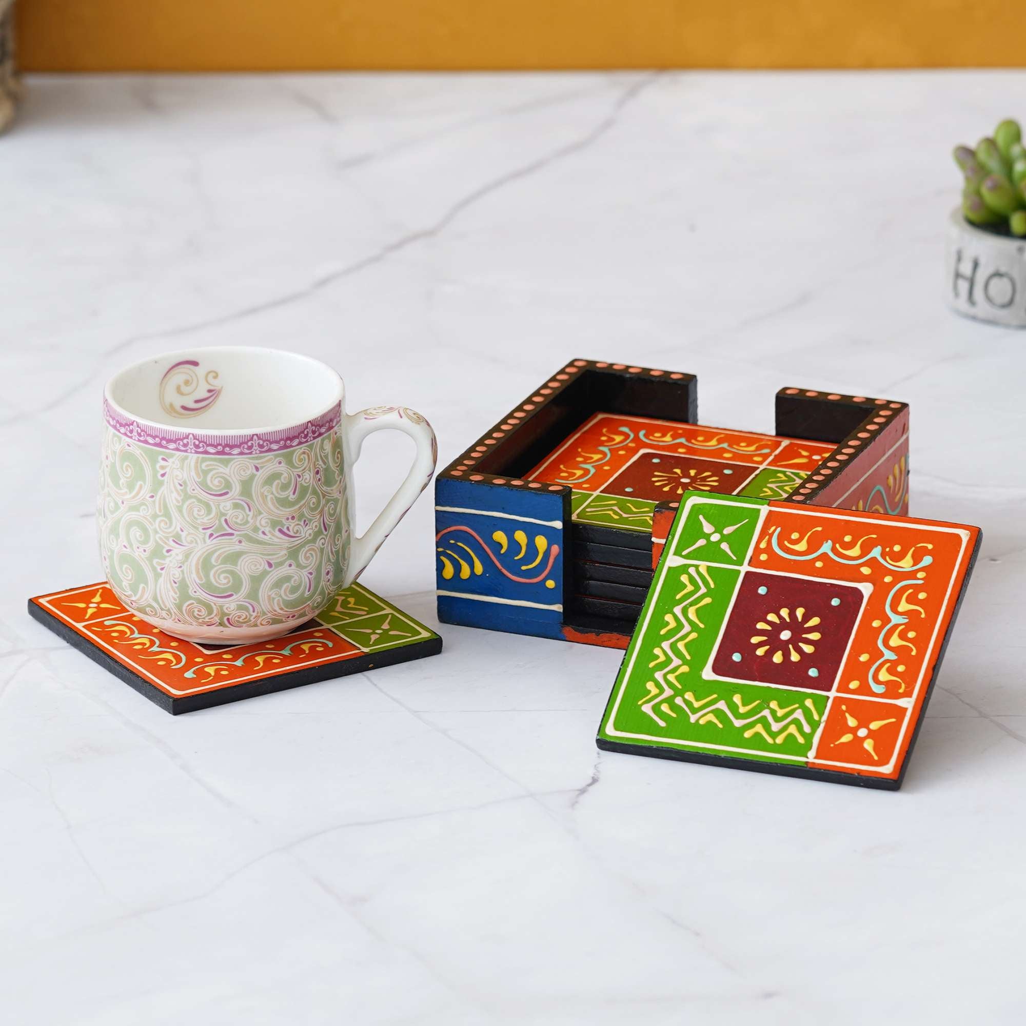 Wooden tea coaster