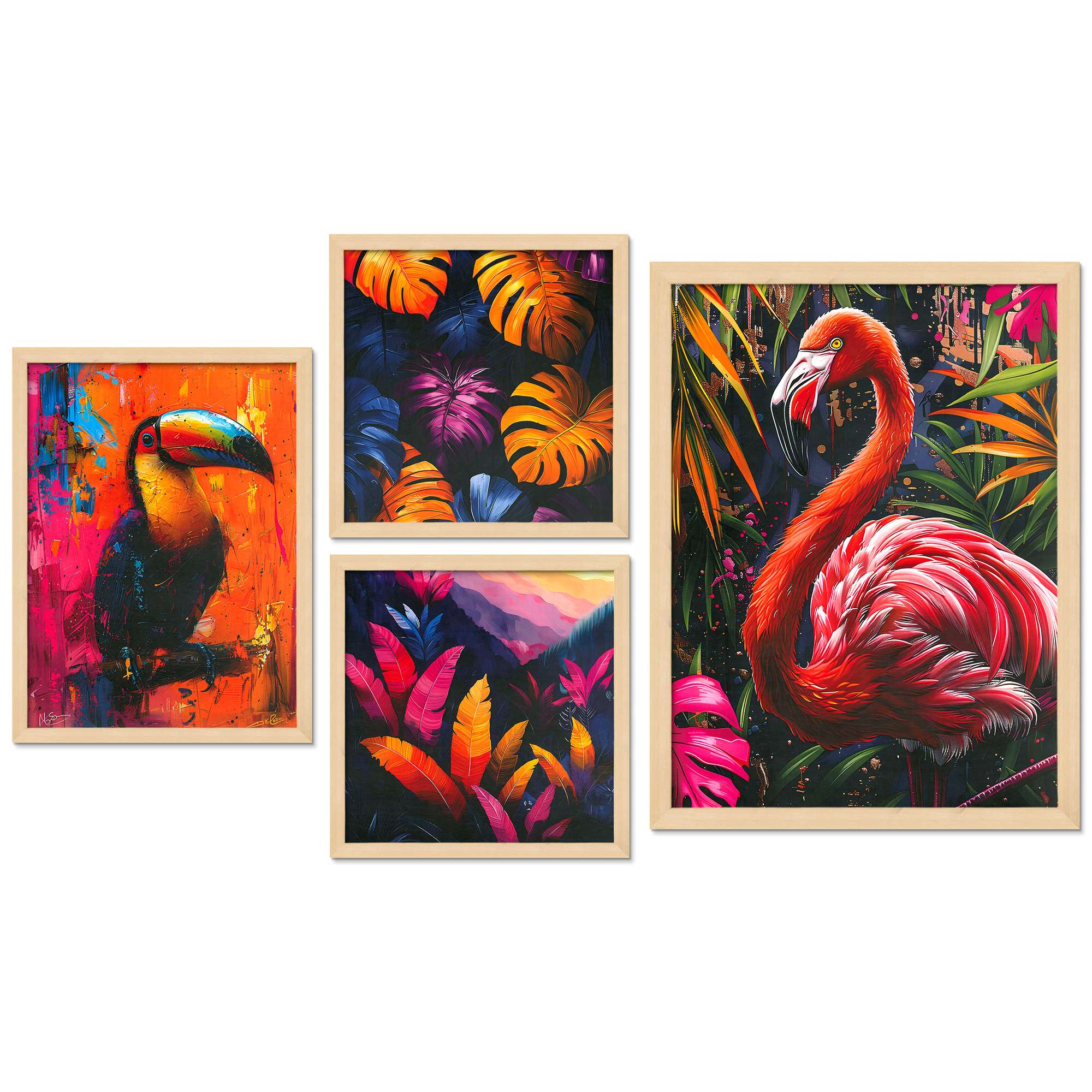 SET OF 4 DIGITAL WALL PAINTING