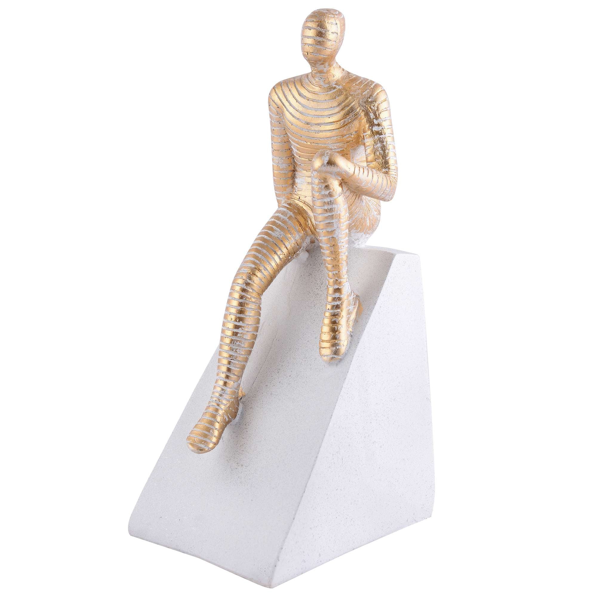 Men Sitting on Ball Showpiece for Home Decor Showpiece, Atlas Sculpture for Office Table Décor multicolour